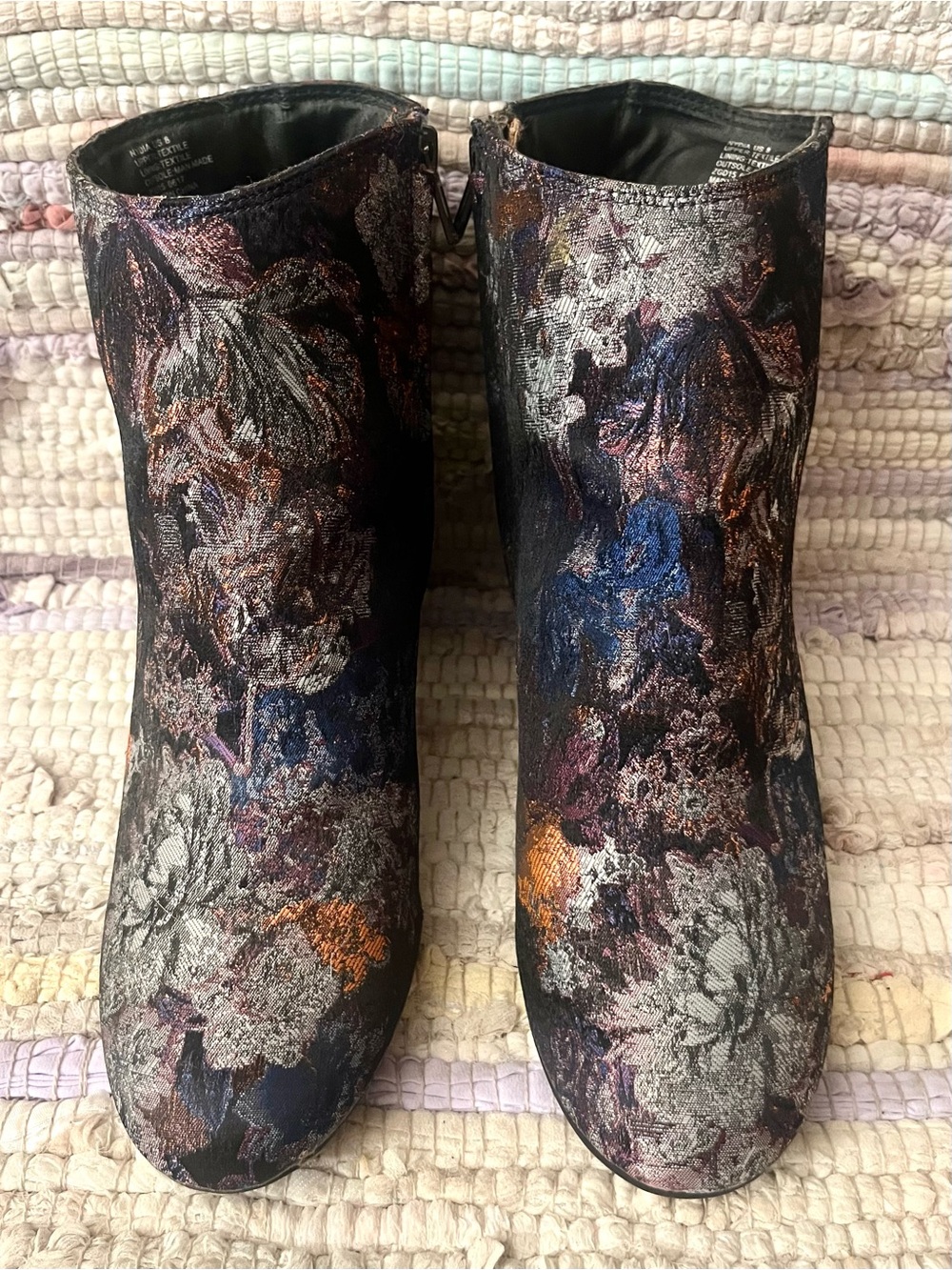 Zigi Soho Nydia Velvet Floral Ankle Boots Boho Retro Size 8